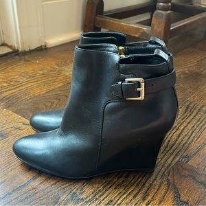 Ann Taylor black leather booties